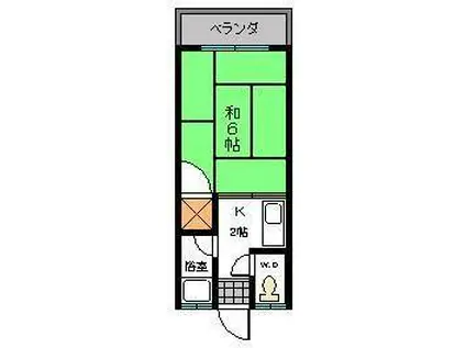 メゾンドリバティーB(1K/2階)の間取り写真