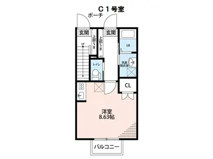 SUPERIORE(ワンルーム/1階)の間取り写真