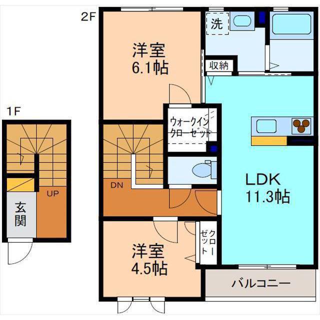 パルフェフレーズ(2LDK/2階)の間取り写真