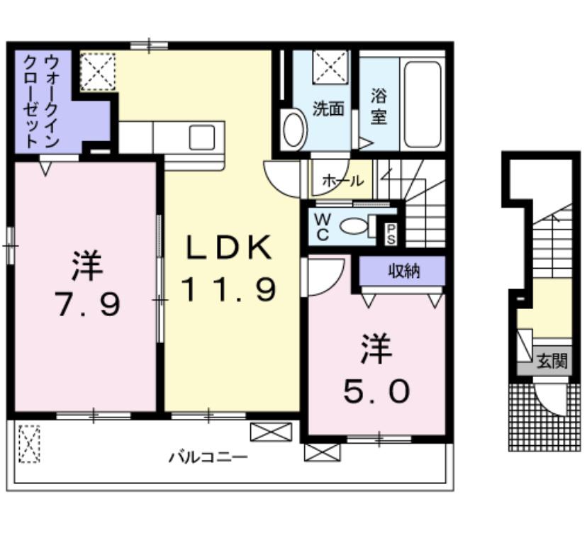 メゾン ド カオル(2LDK/2階)の間取り写真