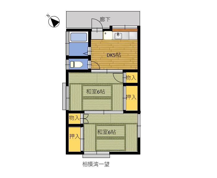 光鱗荘(2DK/2階)の間取り写真