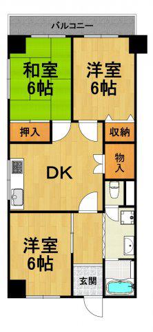 宝塚第三バイオレット(3DK/5階)の間取り写真