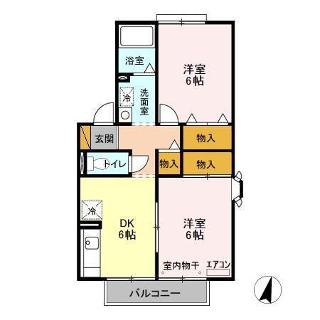 セジュール烏山II・III(2DK/1階)の間取り写真