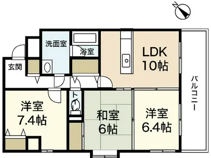 グレイスカワイII(3LDK/2階)の間取り写真