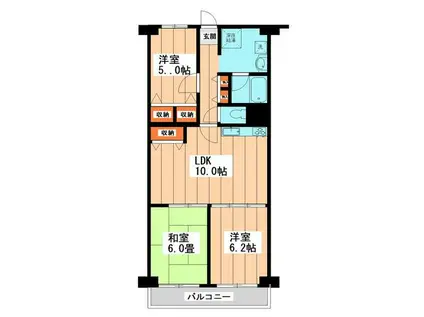 我孫子サンハイツ(3LDK/4階)の間取り写真