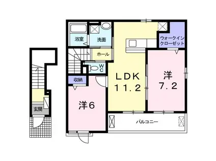 エスペランサ益城(2LDK/2階)の間取り写真
