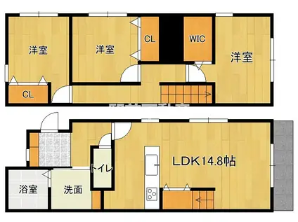 プレジール小田部(3LDK/1階)の間取り写真