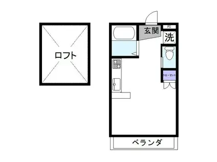 ディノ三原B棟(ワンルーム/2階)の間取り写真