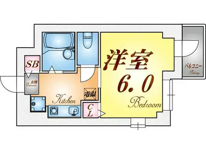 GRANDLIFE須磨(1K/2階)の間取り写真