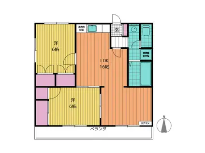 リュミエール(2LDK/2階)の間取り写真