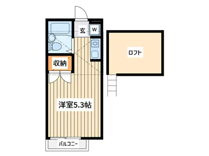 新豊田ハイツB号棟(ワンルーム/2階)の間取り写真