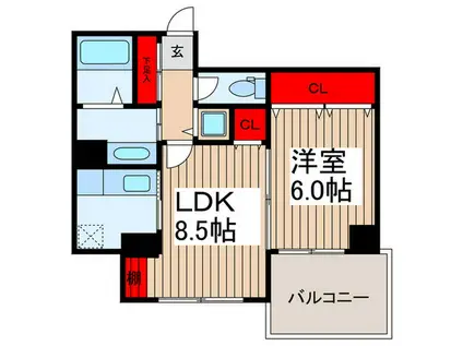 MILLE浦和仲町(1LDK/4階)の間取り写真