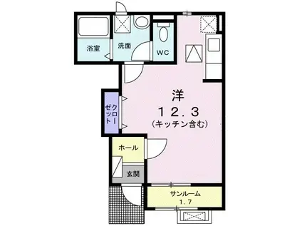 グランMIKI手屋(ワンルーム/1階)の間取り写真