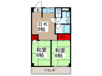 コーポ詩苑(2DK/3階)の間取り写真