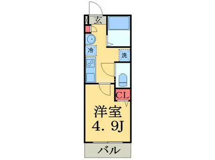 MELDIA新検見川Ⅲ(1K/2階)の間取り写真