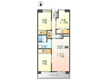 シーズンコート稲沢(3LDK/8階)の間取り写真