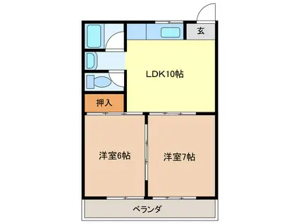 イトウマンションB(2LDK/2階)の間取り写真