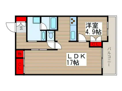 秋津コート(1LDK/5階)の間取り写真