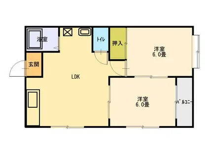 コーポ・アゼリアIII(2LDK/1階)の間取り写真