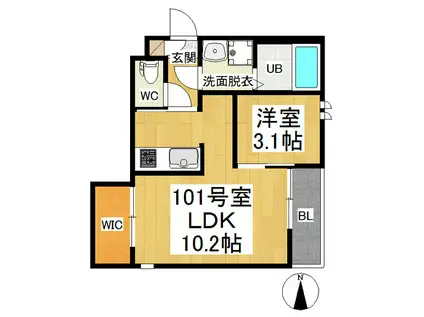 GRANDTIC NAKASUGICHOU(1LDK/1階)の間取り写真
