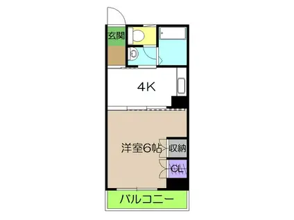 コスモハイツ高須2B(1K/4階)の間取り写真
