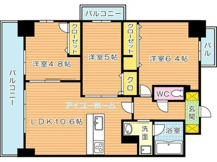 コンダクトレジデンス陣原(3LDK/11階)の間取り写真