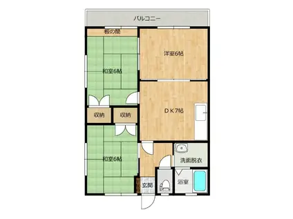 神栖コーポ壱番館B棟(3DK/2階)の間取り写真