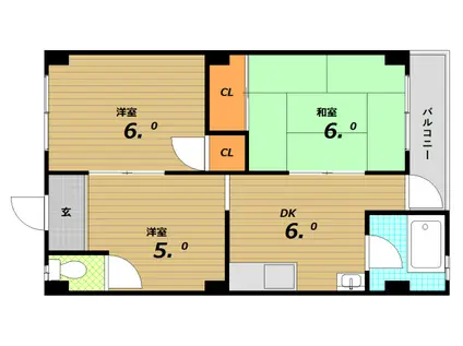 丸吉マンション(3DK/3階)の間取り写真