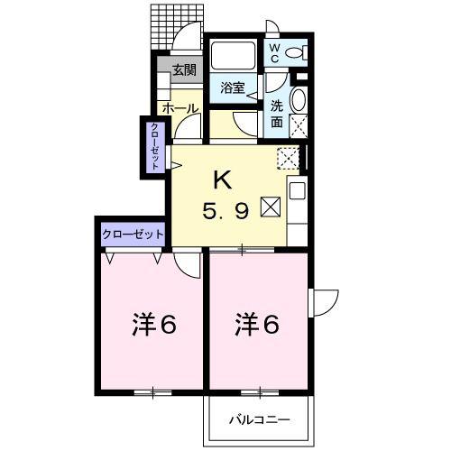 ネオメイト21 A(2DK/1階)の間取り写真