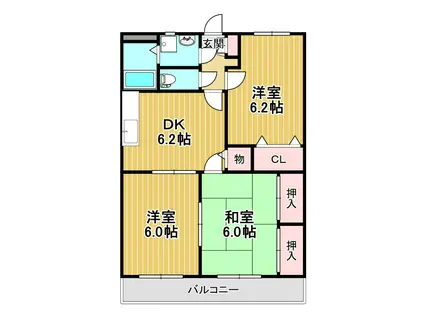 ヴィラ・コスモII(3DK/2階)の間取り写真