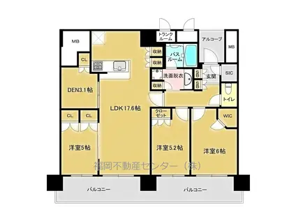 照葉ザ・タワー(3LDK/34階)の間取り写真