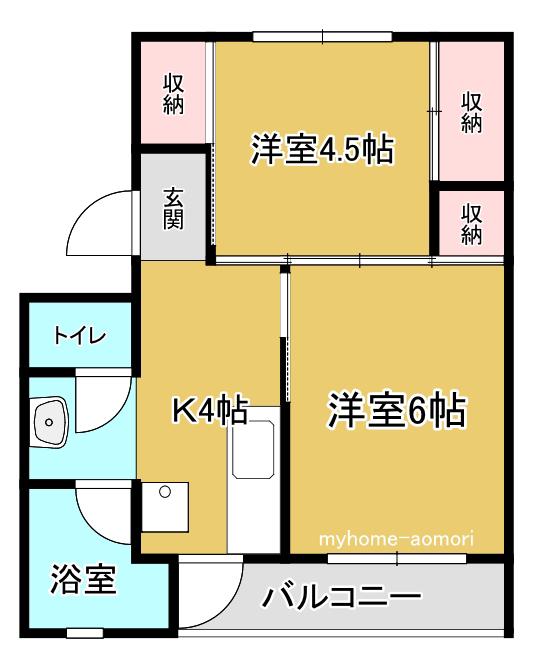 ビレッジハウス泉野 2号棟(2K/4階)の間取り写真