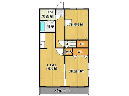 コンフォルト神埼(2LDK/2階)の間取り写真