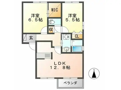 シャルムコート(2LDK/1階)の間取り写真