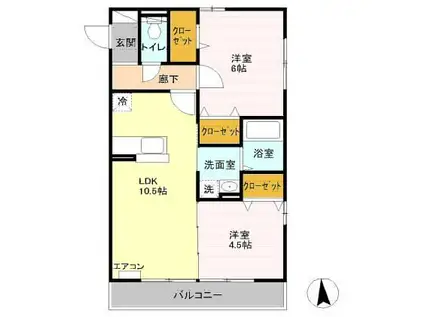 ラ メゾン ドュ ブラン(2LDK/3階)の間取り写真