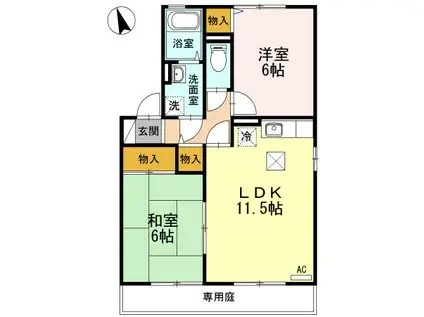 アネシスハイツI号館(2LDK/1階)の間取り写真