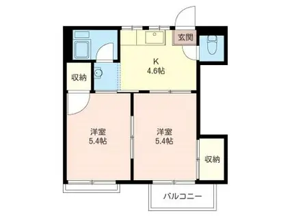 クローバーハイツ(2K/2階)の間取り写真