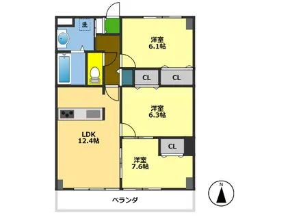 サンコートかみ(3LDK/4階)の間取り写真