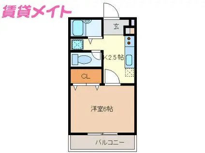 グランプリ(1K/3階)の間取り写真