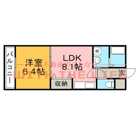 アムールLISBLANC(1LDK/1階)の間取り写真