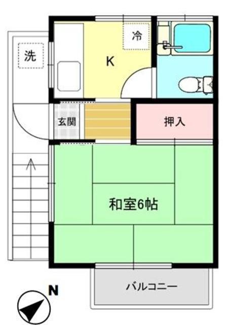 風間荘(1K/2階)の間取り写真