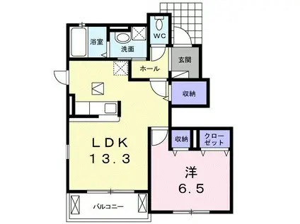 クオーレ I(1LDK/1階)の間取り写真