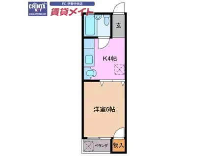 第二サンソンハイツ(1K/2階)の間取り写真