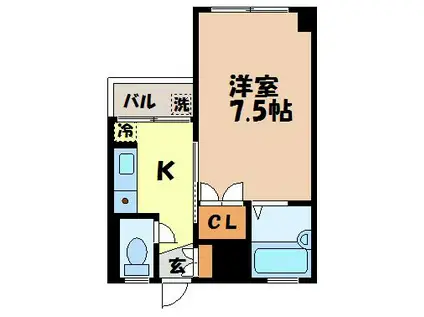 クレインコート東園(1K/4階)の間取り写真