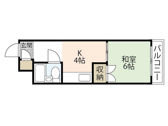 カーサ21(1K/4階)の間取り写真