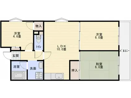 グランド-ル法善寺(3LDK/4階)の間取り写真