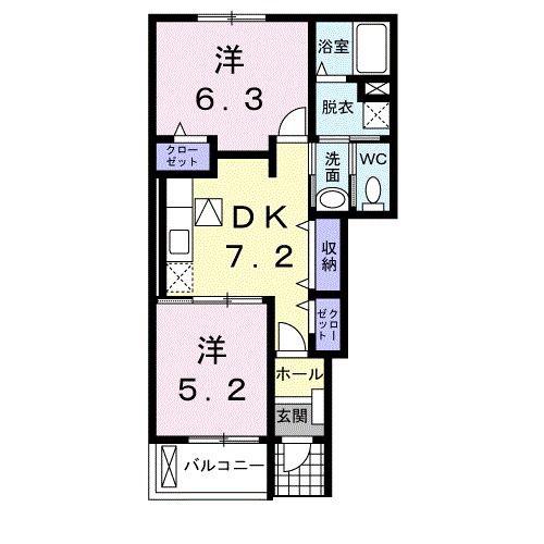 サンライズ榎 A(2DK/1階)の間取り写真