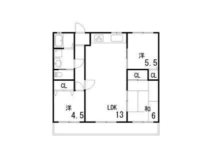 六甲篠原マンション(3LDK/6階)の間取り写真