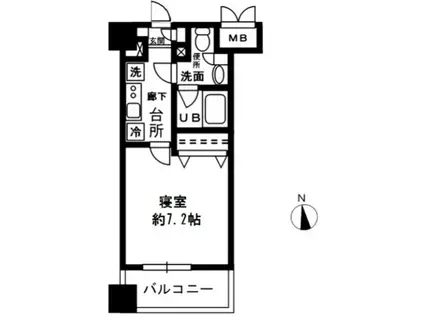 レジディア四谷三丁目(1K/2階)の間取り写真