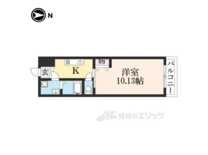 ＪＲ山陰本線 二条駅 徒歩15分 5階建 築9年(1K/1階)の間取り写真